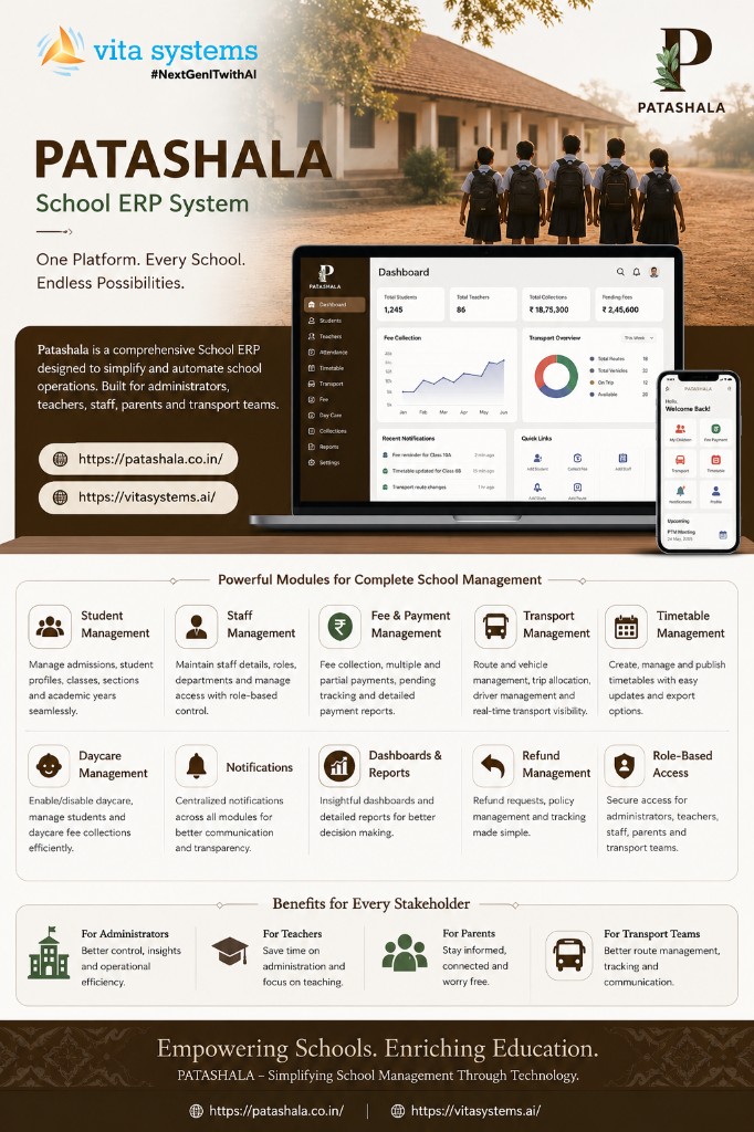 Patashala product overview with modules and stakeholder benefits